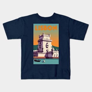 A Vintage Travel Art of Lisbon - Portugal Kids T-Shirt